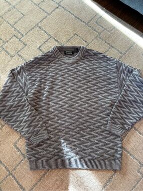 Street Closed Grey Zigzag Pattern Crewneck Grandpa Sweater